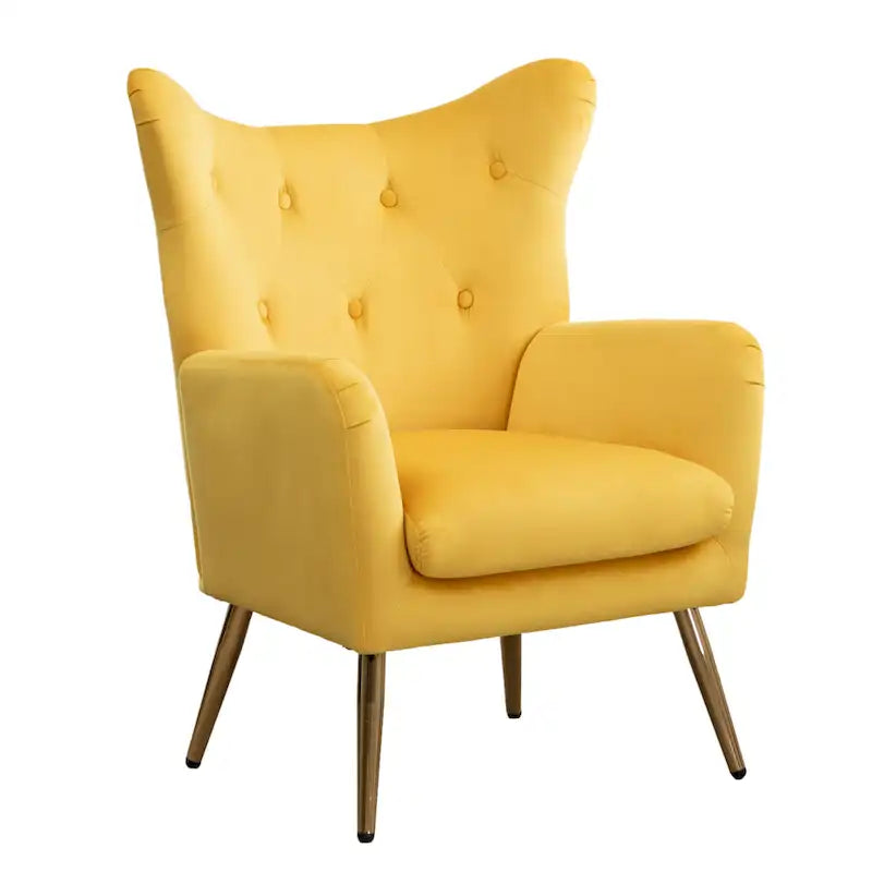 Chaise capitonnée en velours avec pieds dorés
