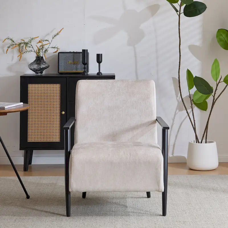 Fauteuil moderne beige de 26,38 pouces