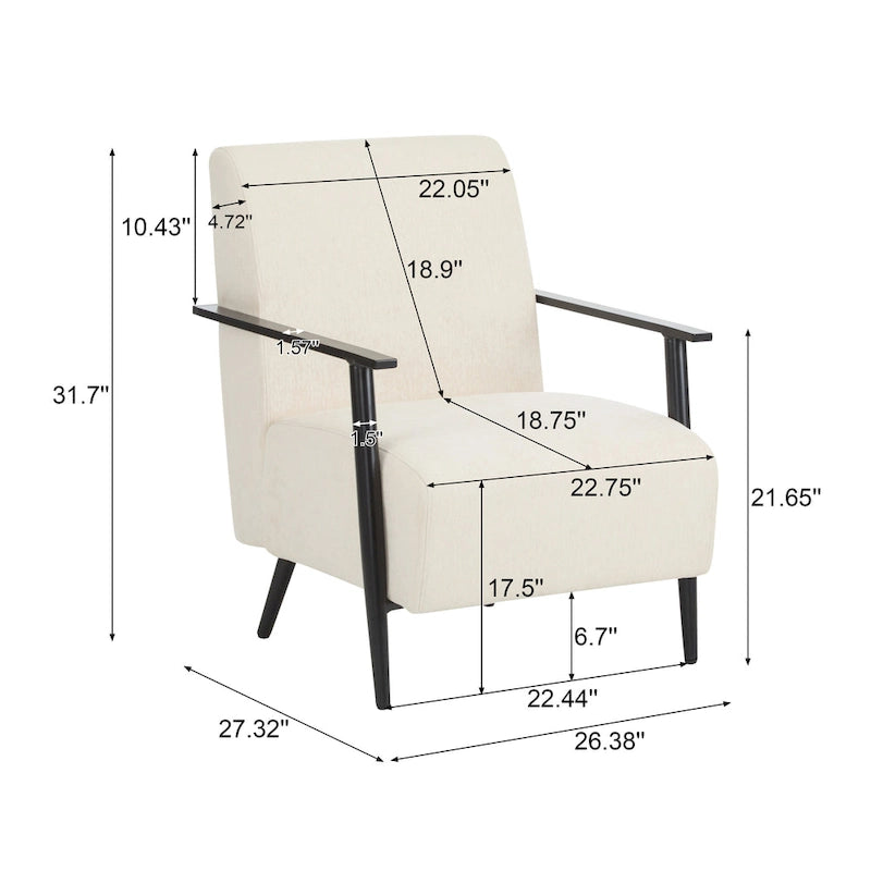 Fauteuil moderne beige de 26,38 pouces