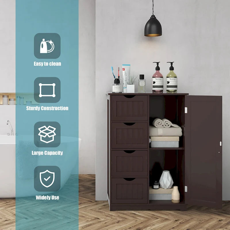 Meuble de rangement/commode de salle de bain en bois à quatre tiroirs
