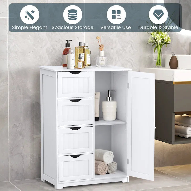Meuble de rangement/commode de salle de bain en bois à quatre tiroirs