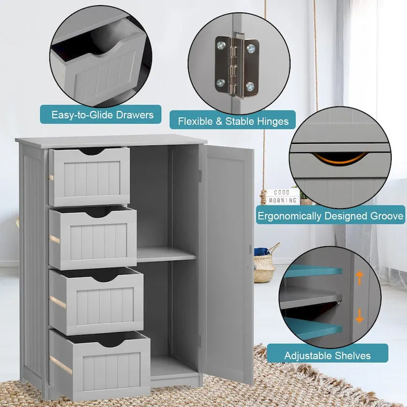 Meuble de rangement/commode de salle de bain en bois à quatre tiroirs