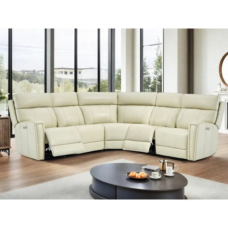 Canapé inclinable électrique en cuir véritable avec appuie-tête réglable