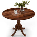 Table à manger rustique en bois avec un plateau rond