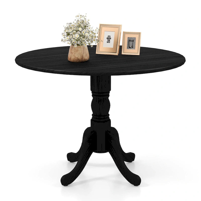 Table à manger rustique en bois avec un plateau rond