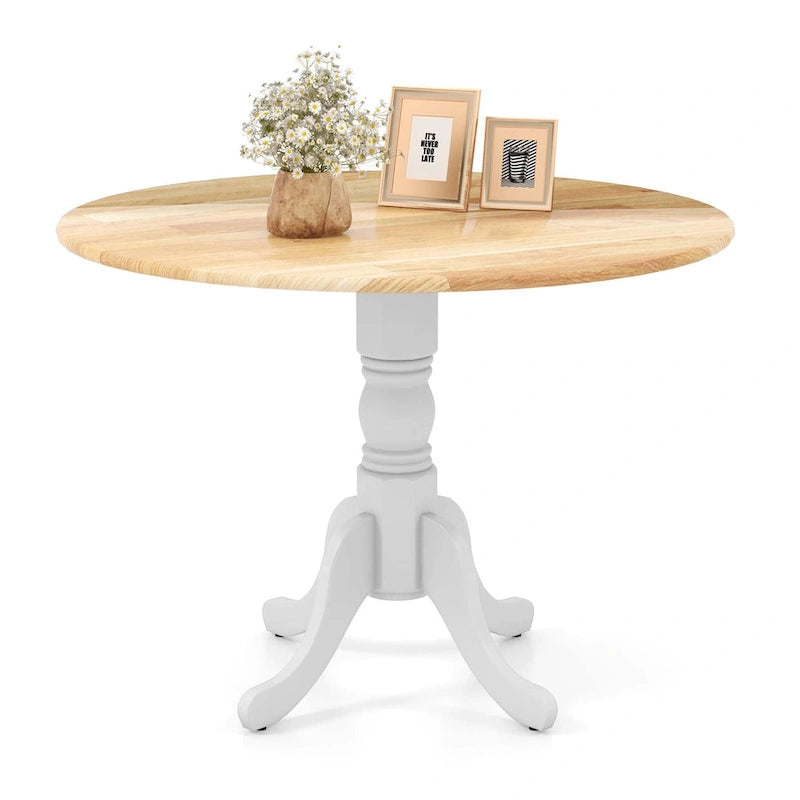 Table à manger rustique en bois avec un plateau rond