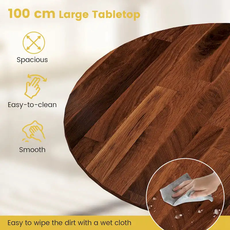 Table à manger rustique en bois avec un plateau rond