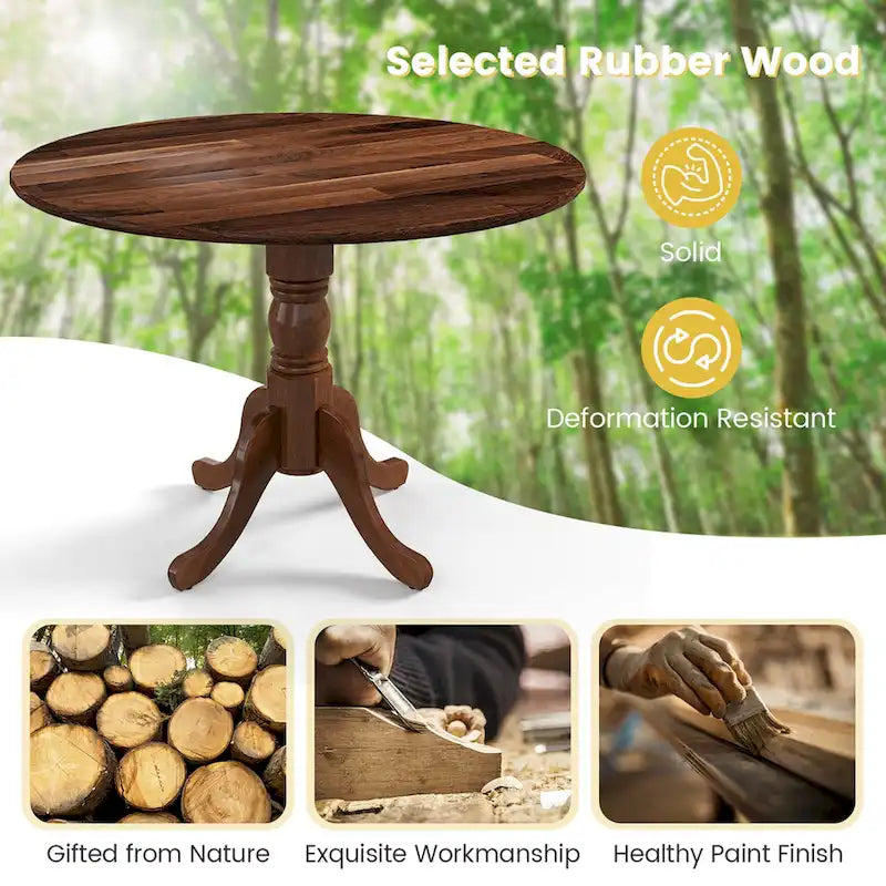 Table à manger rustique en bois avec un plateau rond