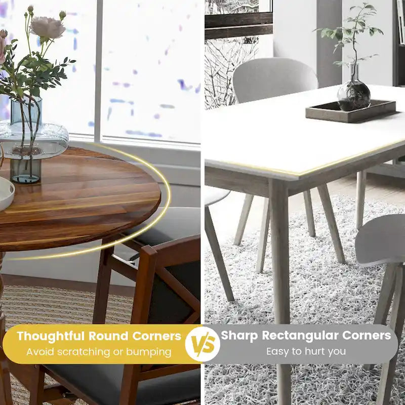 Table à manger rustique en bois avec un plateau rond