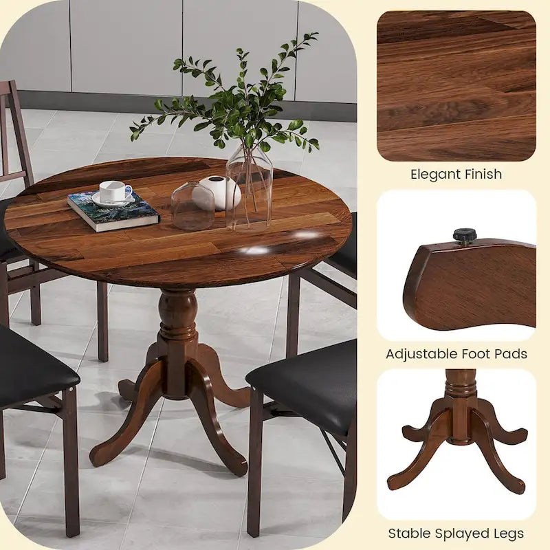 Table à manger rustique en bois avec un plateau rond