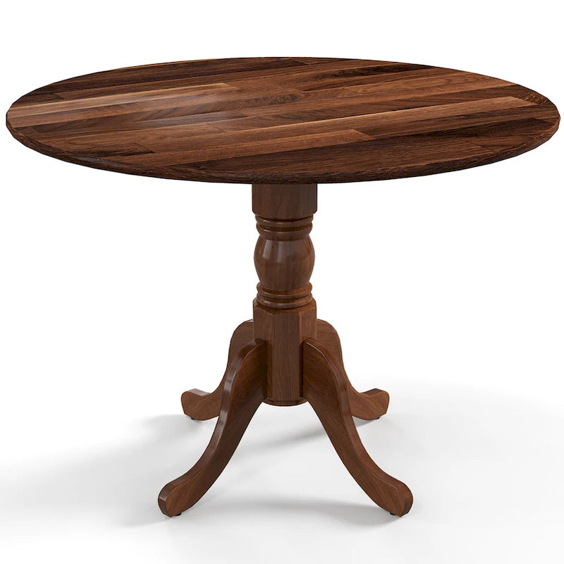 Table à manger rustique en bois avec un plateau rond