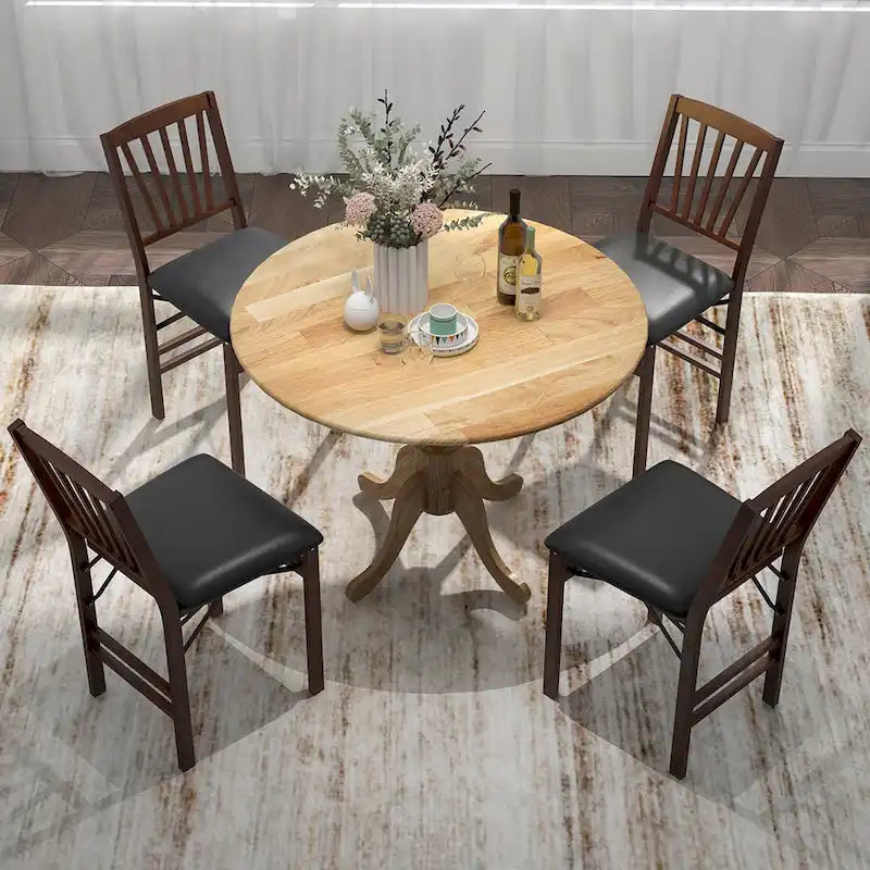 Table à manger rustique en bois avec un plateau rond