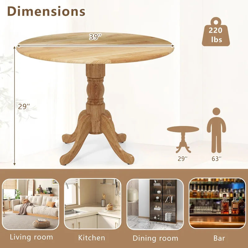 Table à manger rustique en bois avec un plateau rond