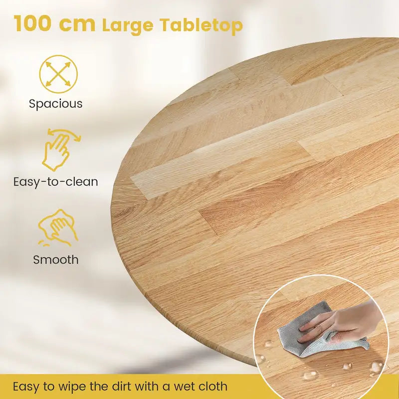 Table à manger rustique en bois avec un plateau rond