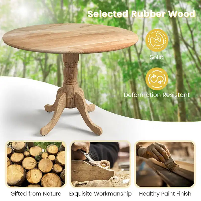 Table à manger rustique en bois avec un plateau rond