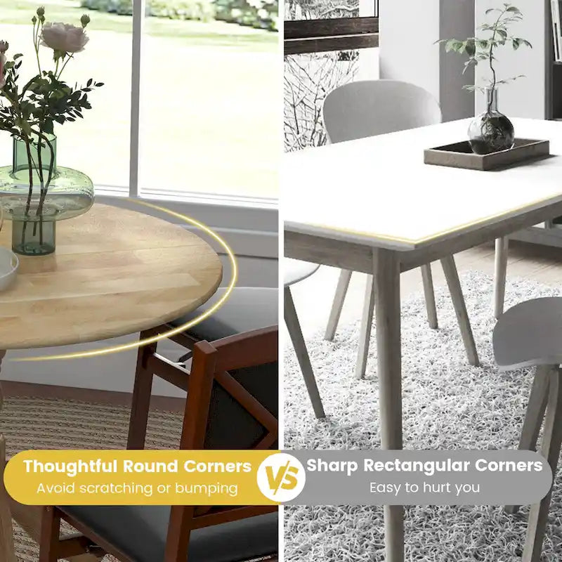 Table à manger rustique en bois avec un plateau rond