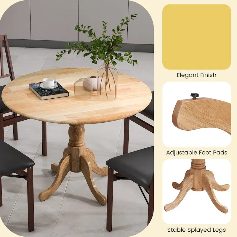 Table à manger rustique en bois avec un plateau rond