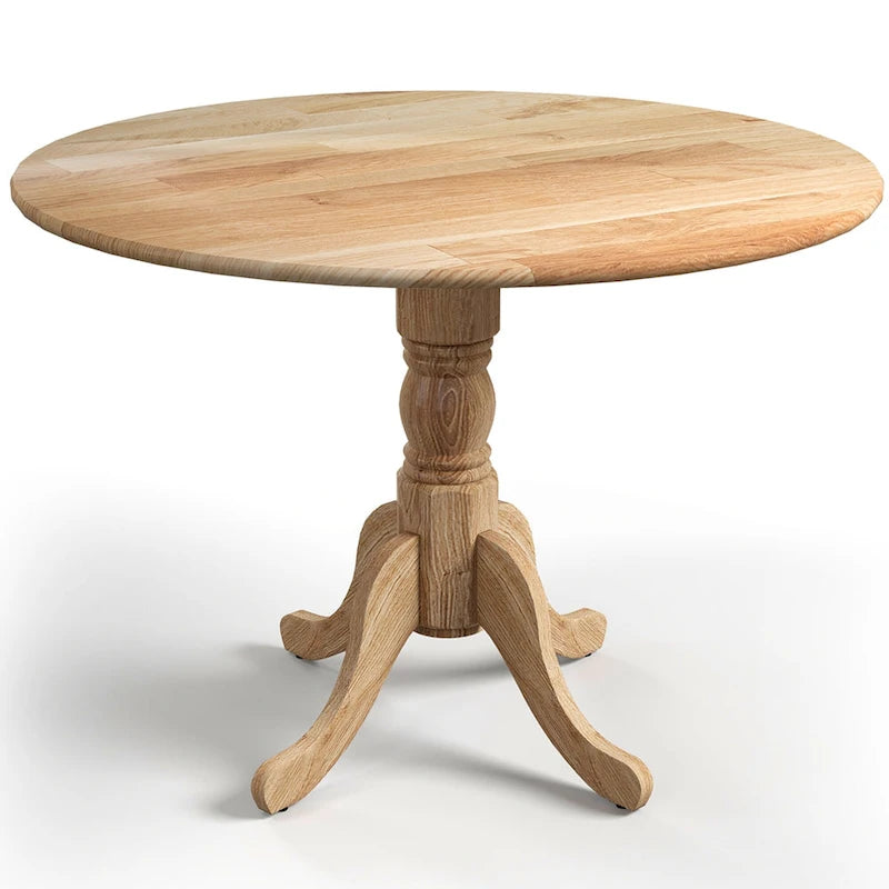 Table à manger rustique en bois avec un plateau rond