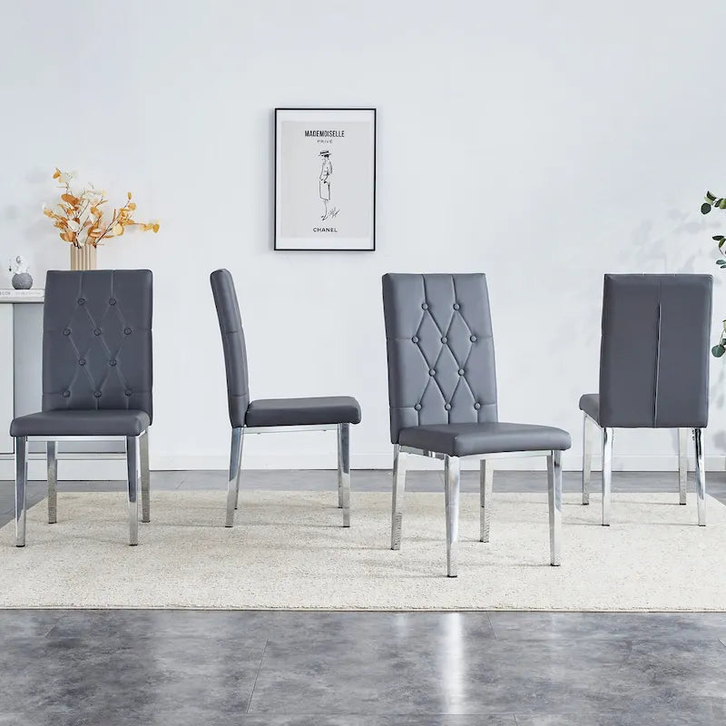 Chaise de salle à manger grise sans accoudoirs