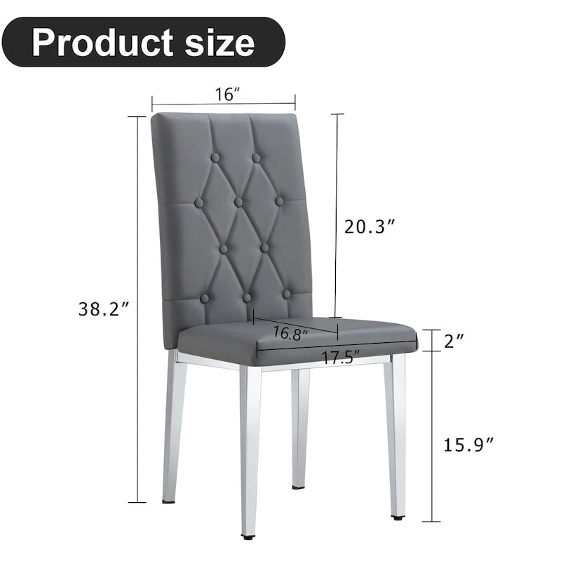 Chaise de salle à manger grise sans accoudoirs
