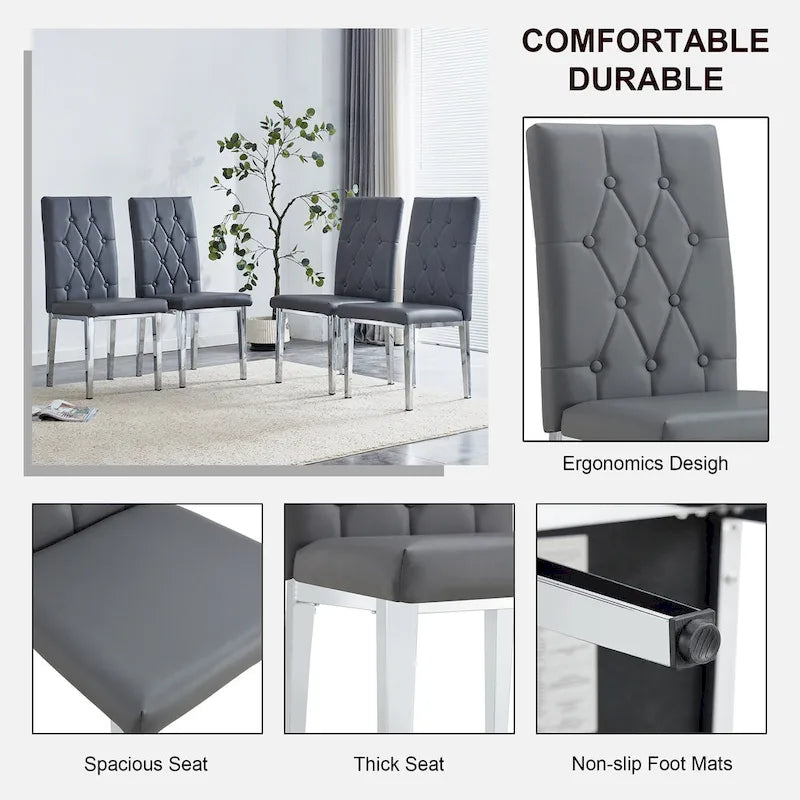 Chaise de salle à manger grise sans accoudoirs