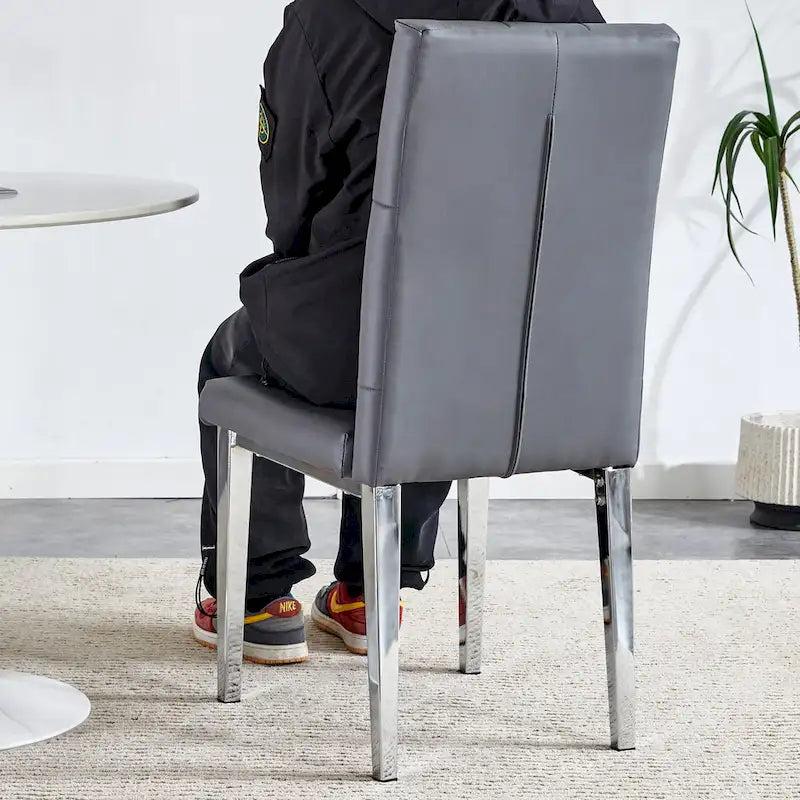 Chaise de salle à manger grise sans accoudoirs