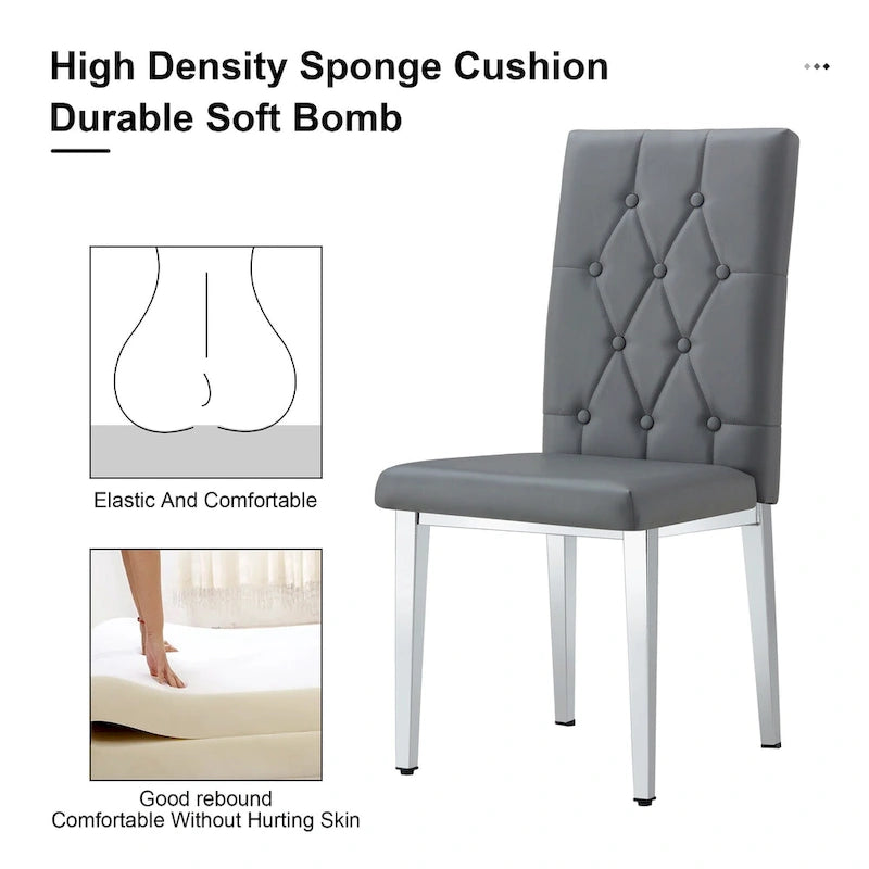 Chaise de salle à manger grise sans accoudoirs