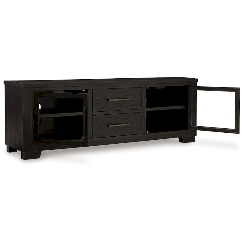 Meuble télé en bois noir, 80 pouces