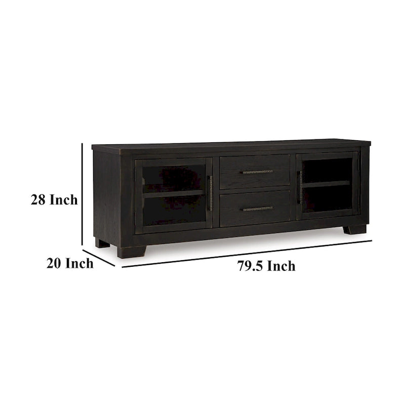 Meuble télé en bois noir, 80 pouces