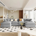 Canapé d'angle avec pouf amovible et coussins moelleux