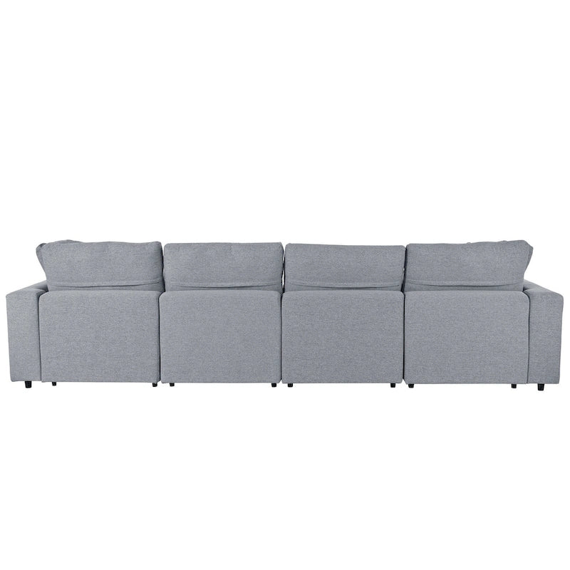 Canapé d'angle avec pouf amovible et coussins moelleux