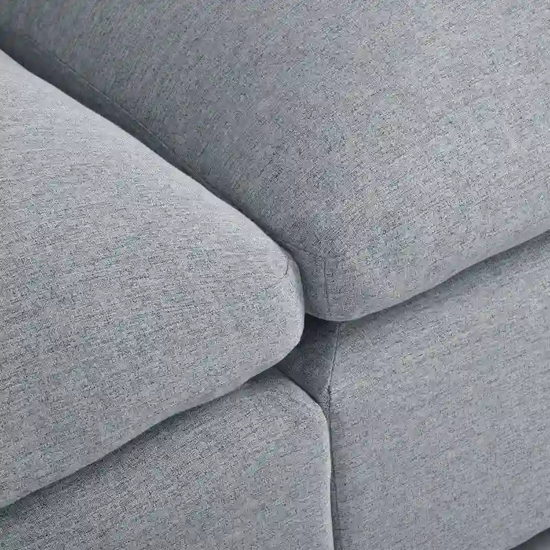 Canapé d'angle avec pouf amovible et coussins moelleux