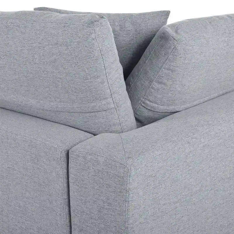 Canapé d'angle avec pouf amovible et coussins moelleux