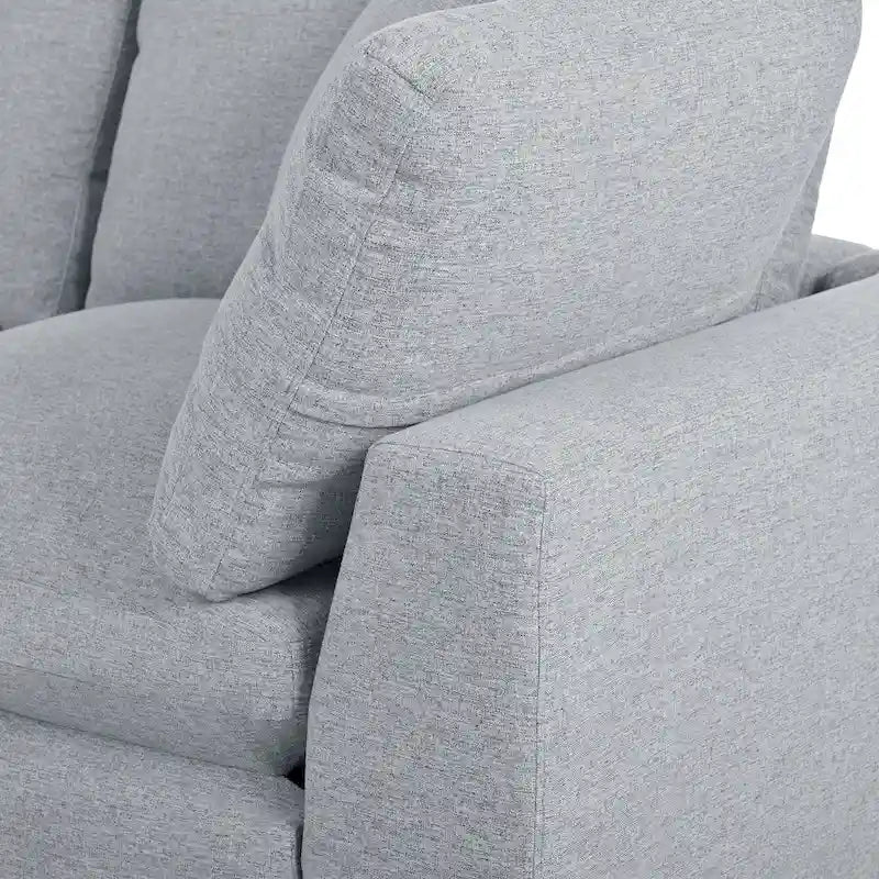 Canapé d'angle avec pouf amovible et coussins moelleux