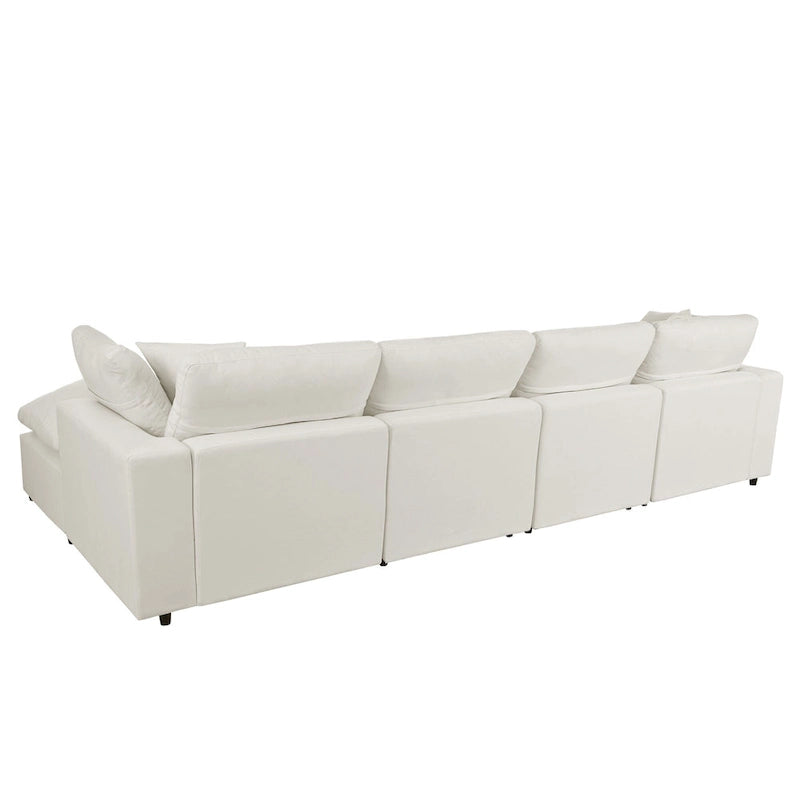 Canapé d'angle avec pouf amovible et coussins moelleux