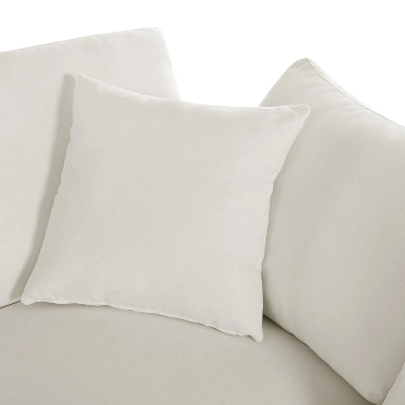Canapé d'angle avec pouf amovible et coussins moelleux