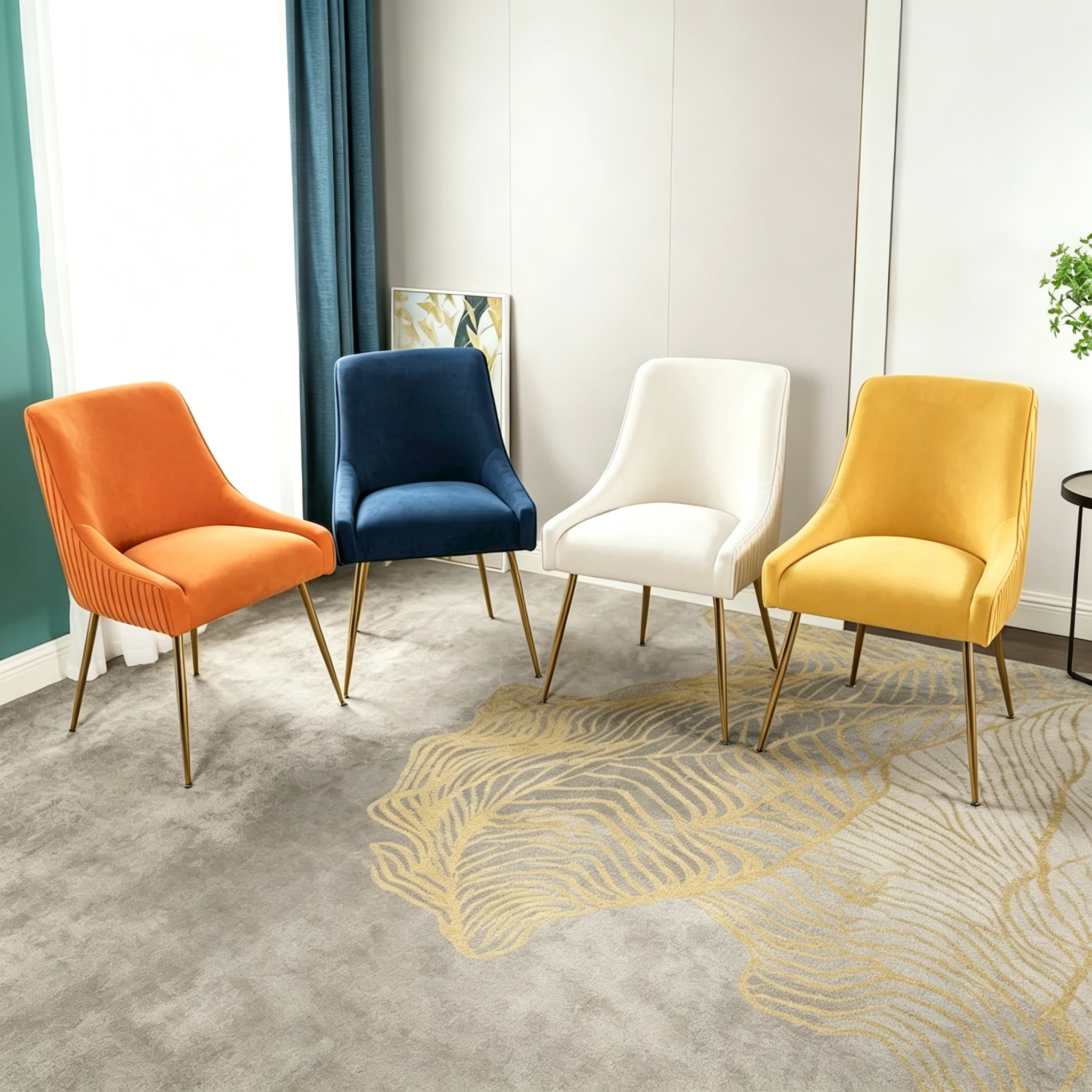 Chaise de salle à manger en velours style milieu de siècle