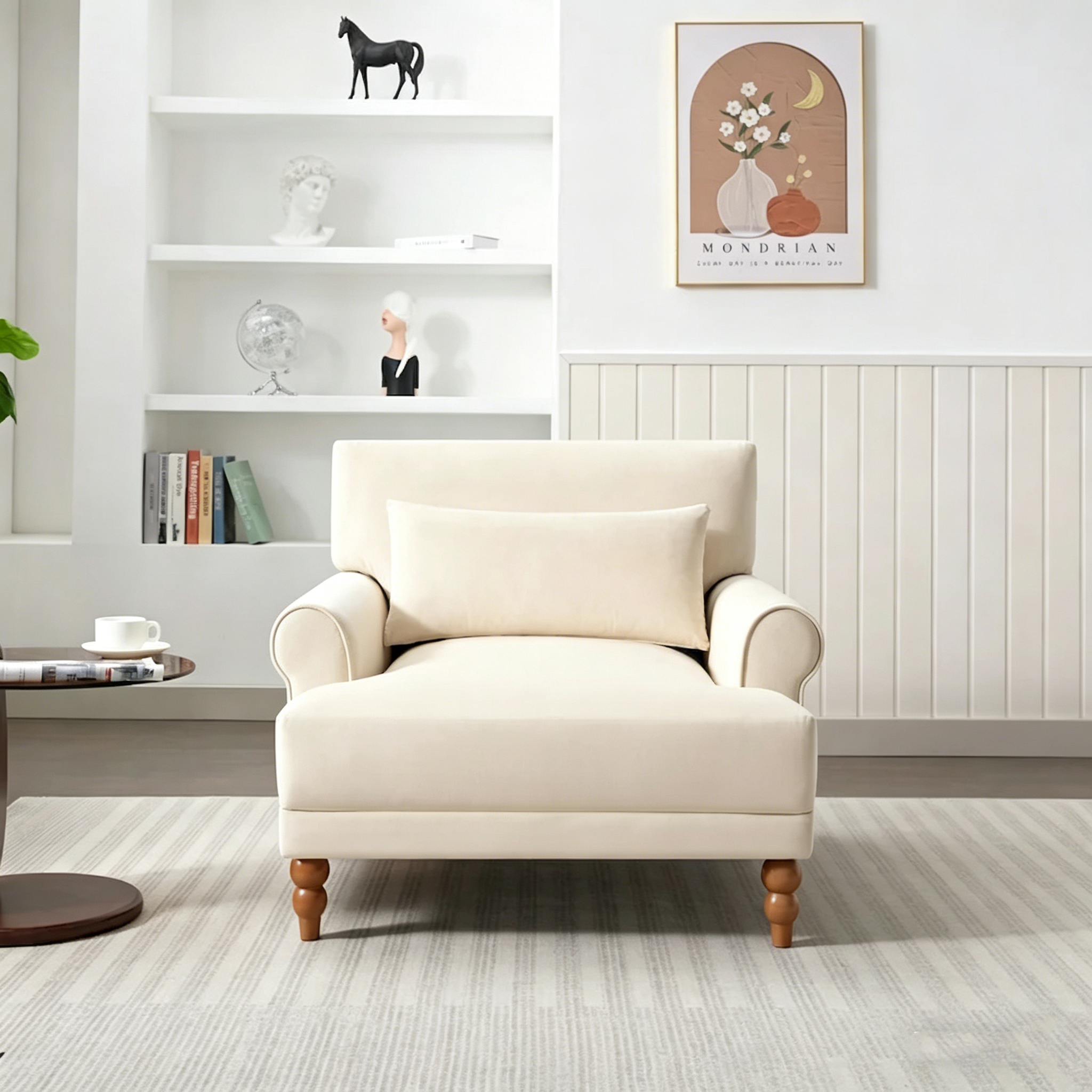Fauteuil d'appoint en velours beige de 37,8 po