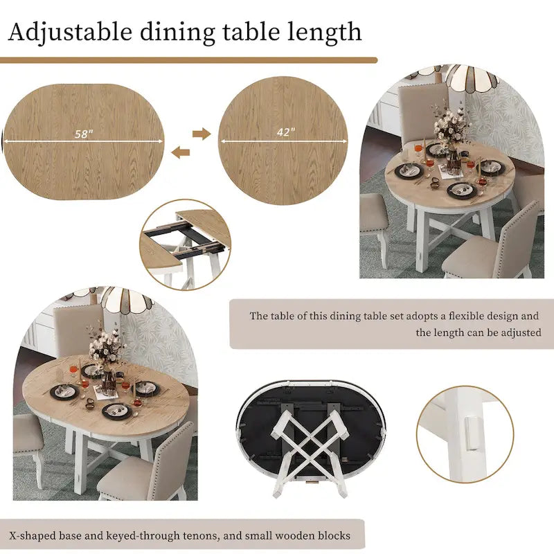 Table de salle à manger ronde avec rallonges