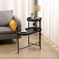 Table d'appoint noire à double niveau avec rangement