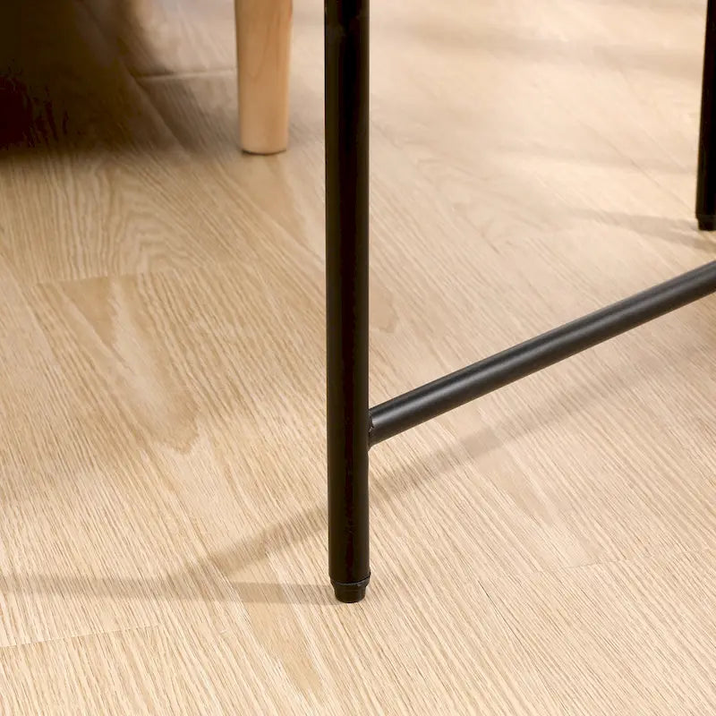 Table d'appoint noire à double niveau avec rangement