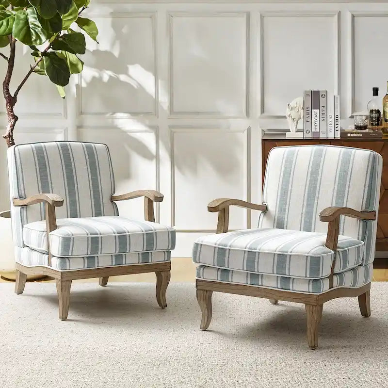 Fauteuil en polyester de style rustique avec pieds en bois massif