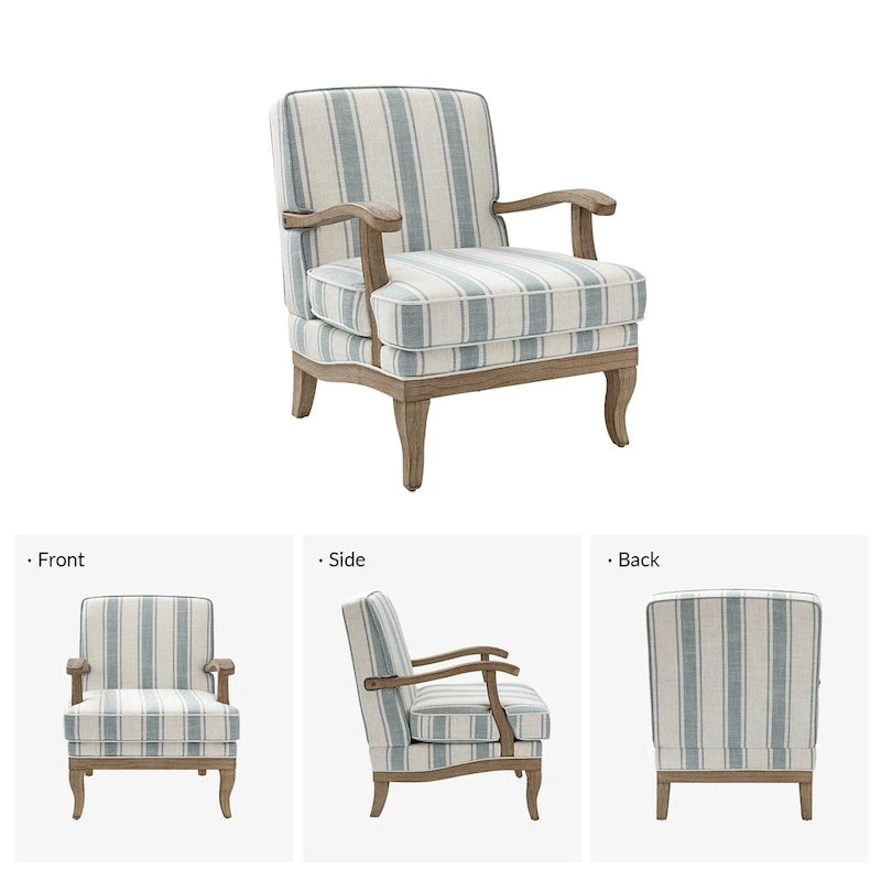 Fauteuil en polyester de style rustique avec pieds en bois massif