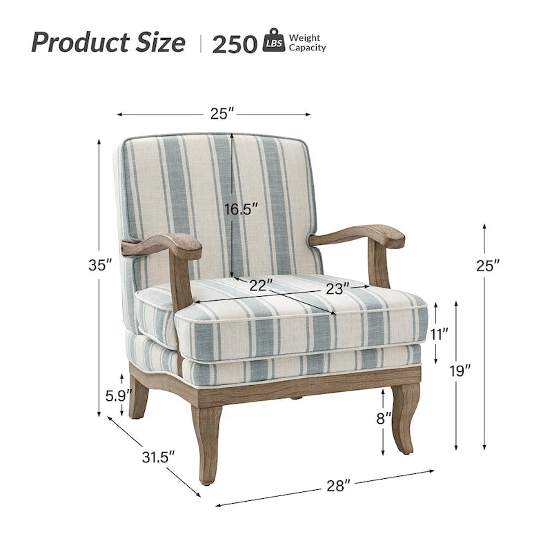 Fauteuil en polyester de style rustique avec pieds en bois massif