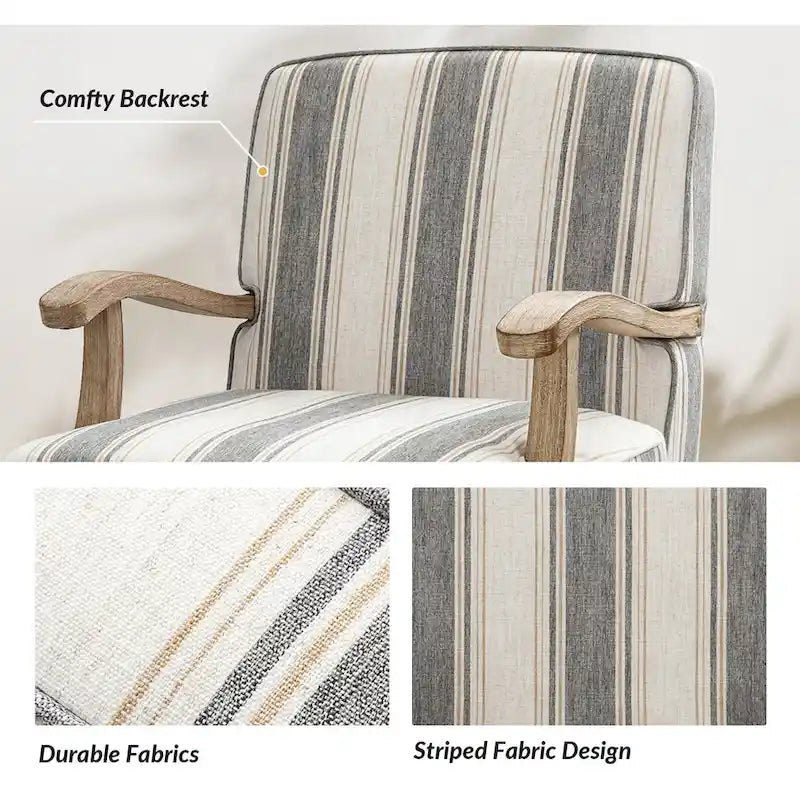 Fauteuil en polyester de style rustique avec pieds en bois massif