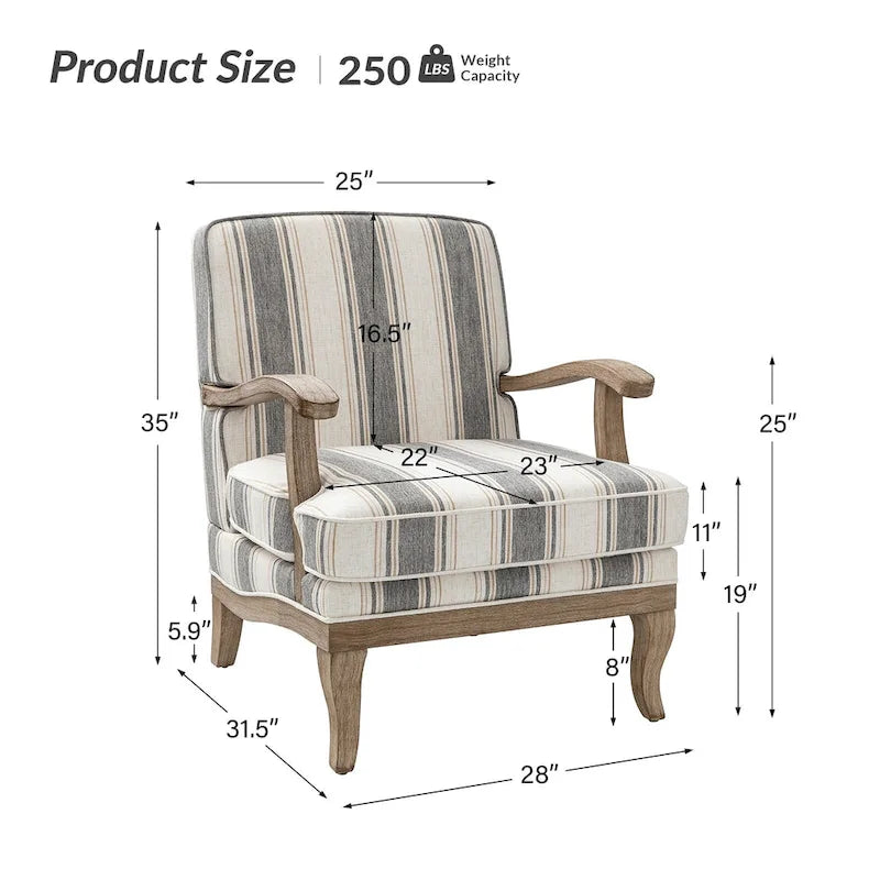 Fauteuil en polyester de style rustique avec pieds en bois massif