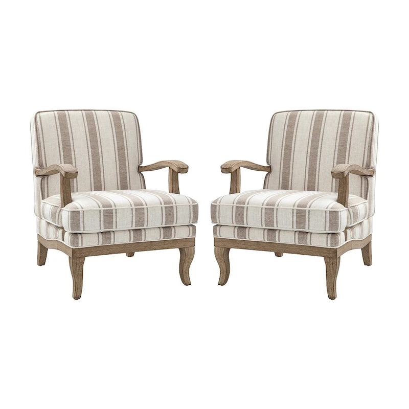 Fauteuil en polyester de style rustique avec pieds en bois massif