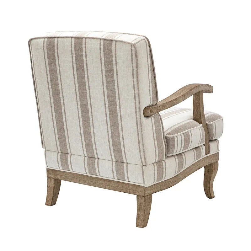 Fauteuil en polyester de style rustique avec pieds en bois massif