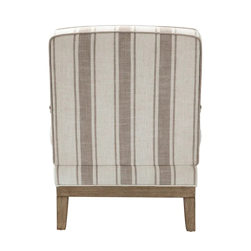 Fauteuil en polyester de style rustique avec pieds en bois massif