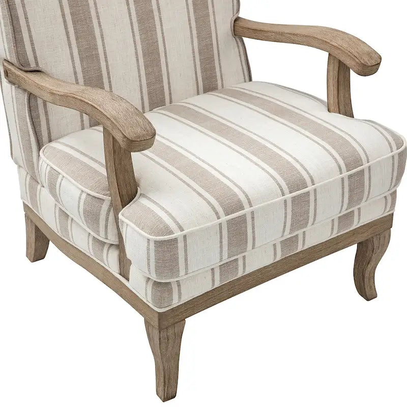 Fauteuil en polyester de style rustique avec pieds en bois massif